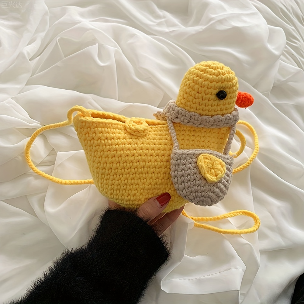Cartoon Knit Duck Shoulder Bag for Kids