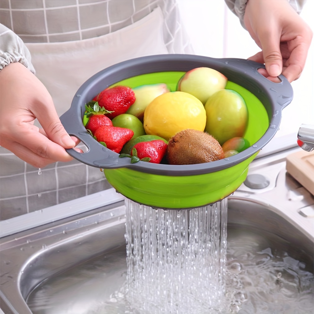 Lavabo de verduras de cocina retráctil de doble capa, escurridor, fregadero  doméstico, fregadero, escurridor, bandeja de frutas, cesta de  almacenamiento (rosa) Rojo Verde