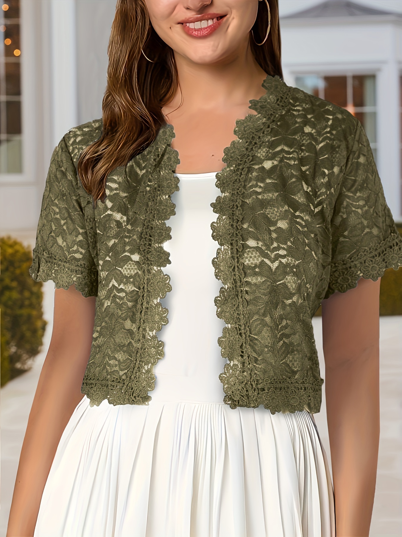 Green sales lace cardigan