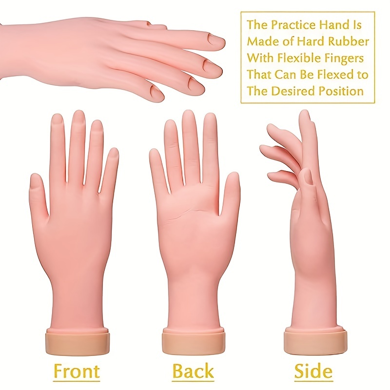 Realistic silicone hand adjustable fingers (nail trainer