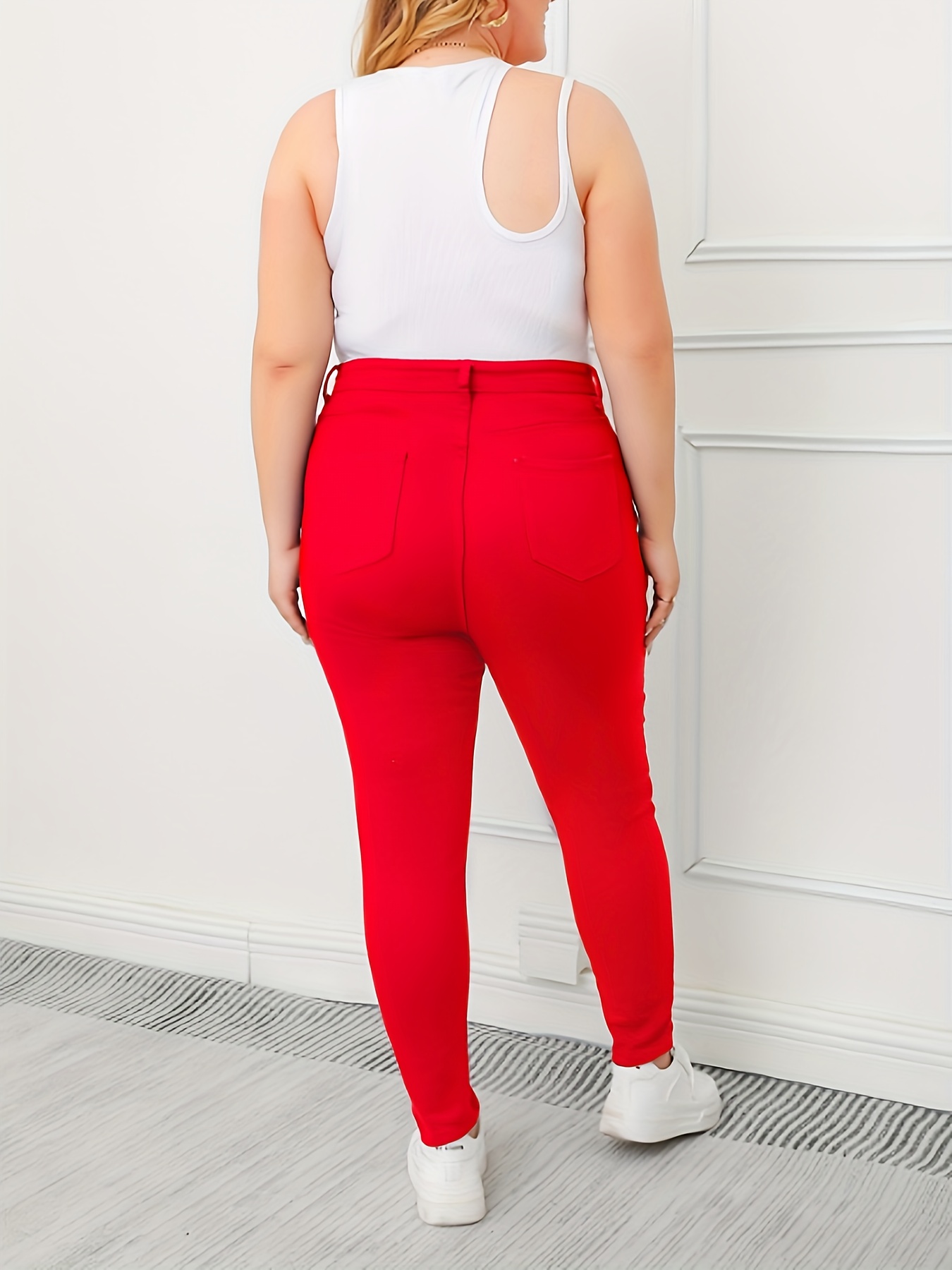 Womens plus size red hot sale jeans