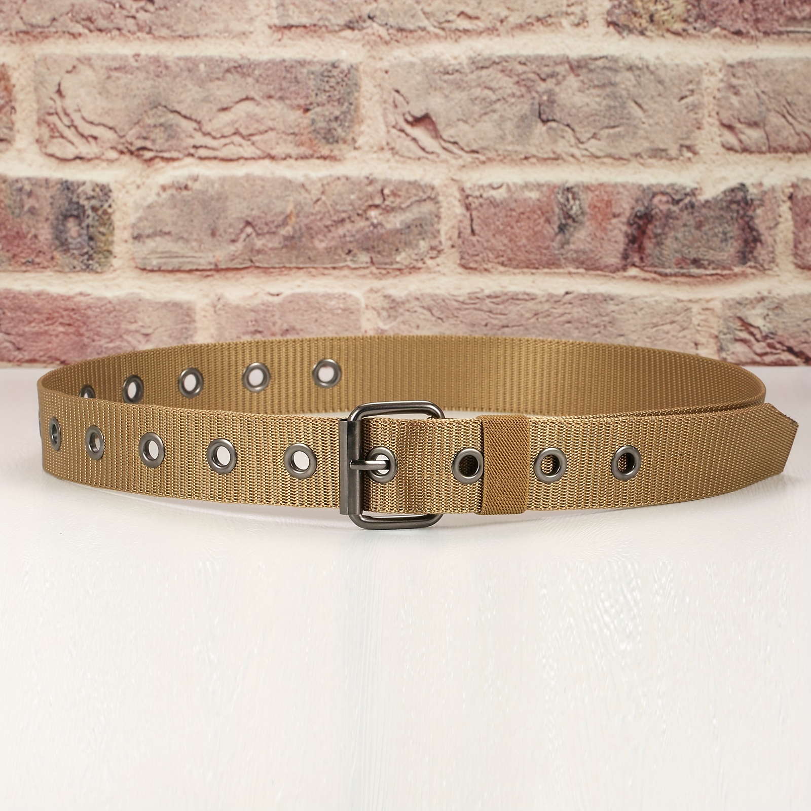 Men's Canvas Belt, Double Pins Buckle Belt Canvas Waistband Outdoor Casual  Jeans Belt - Temu