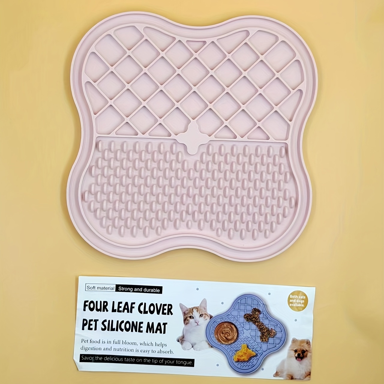 Clover Shape Pet Lick Mat Slow Feeding Mat Silicone Licking Pad