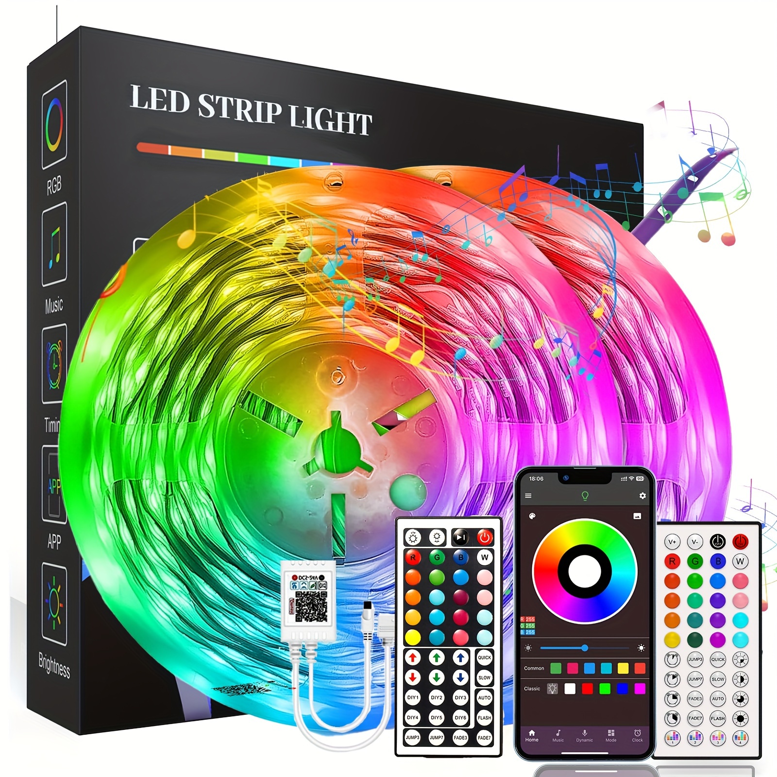 1 Rolle LED-Lichtleiste, Smart App Music Sync Farbwechsel RGB-LED- Lichtleiste Mit Fernbedienung, Lichter Für Haus, Party, Bar-Dekoration, 5V  32.8ft 2835 - Temu Austria