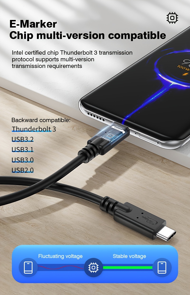 Cable 0.8m Thunderbolt 3 USB-C 40Gbps - Cables y adaptadores Thunderbolt 3
