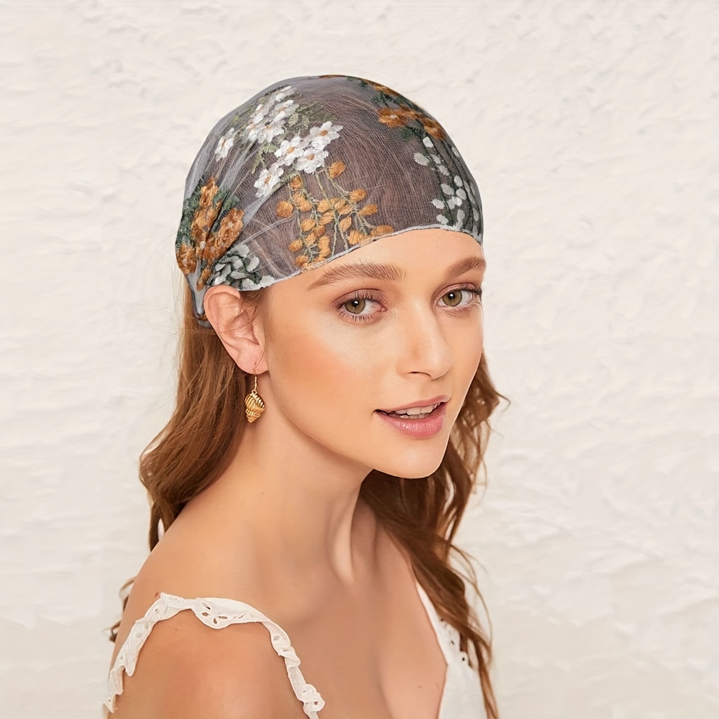 Lace Flower Patterned Headband Bohemian Style Lace Elastic Hair Band