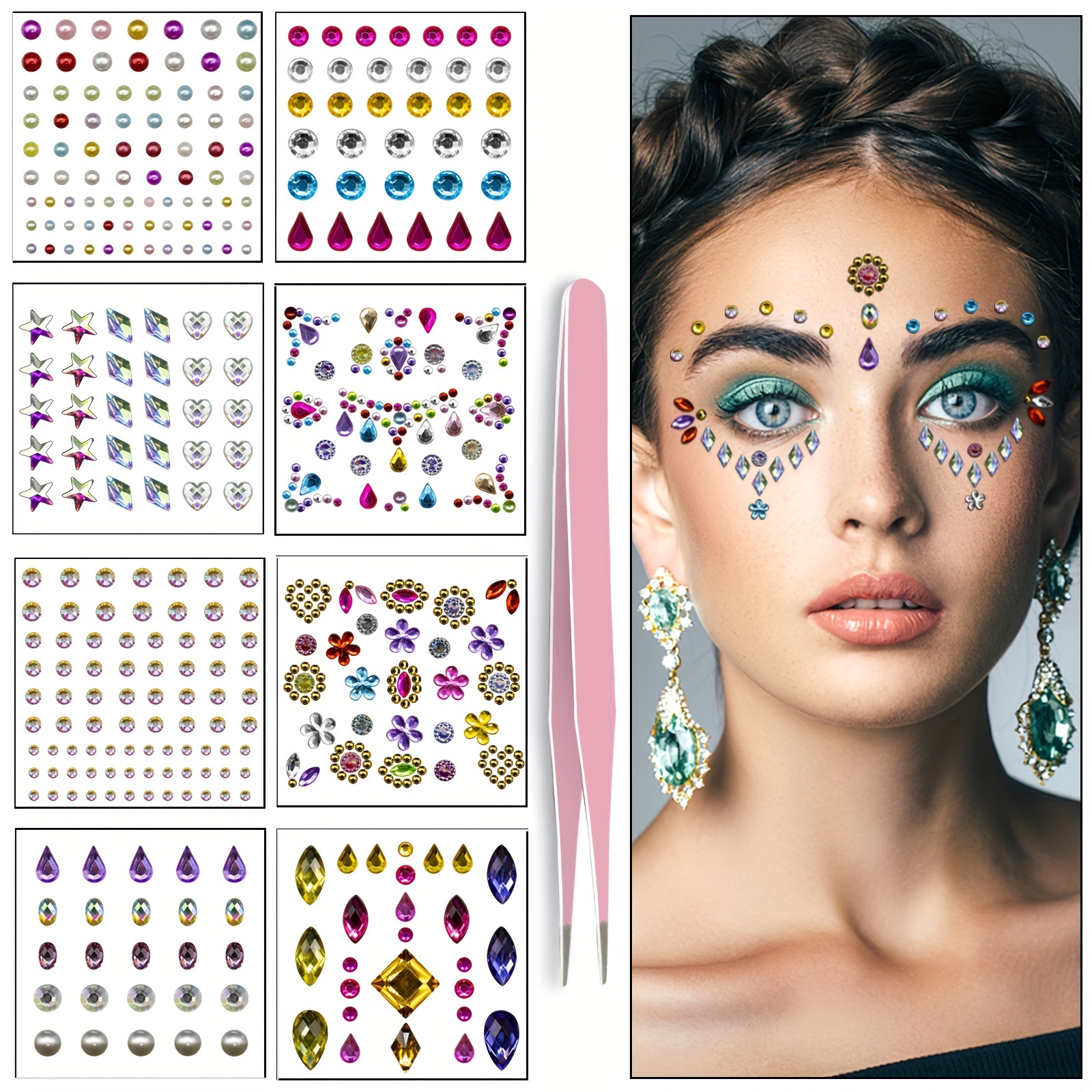 Eye Body Face Rhinestone Jewels Stickers Self Adhesive Crystal Rainbow  Makeup Face Stick for Women Fake Dermal Top Body Jewelry