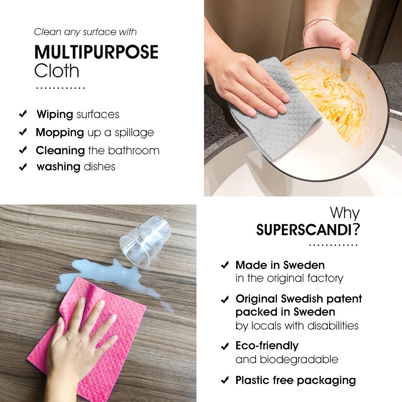 Kitchen Dishcloths Reusable Dish Cellulose Sponge Cloths - Temu