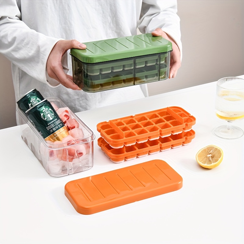 Ice Cube Trays With Lid And Bin - Silicone Ice Cube Tray For