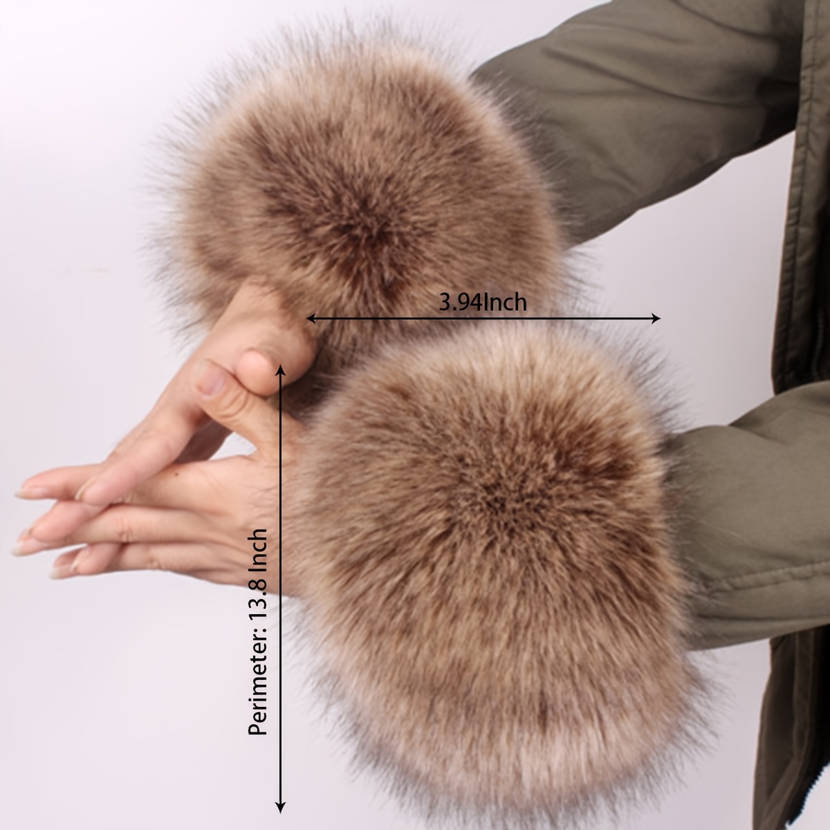 Stylish Faux Fur Sleeves Ladies Solid Color Soft Cozy Fluffy Wrist Cover  Autumn Winter Short Warm Decoration Circular Sleeve Cuff