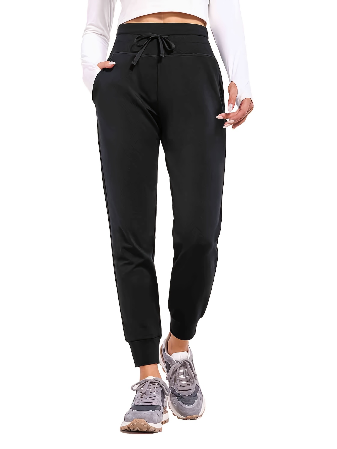 SANTINY Pantalones deportivos con forro polar para mujer, resistentes al  agua, de cintura alta, pantalones térmicos de invierno, senderismo y correr