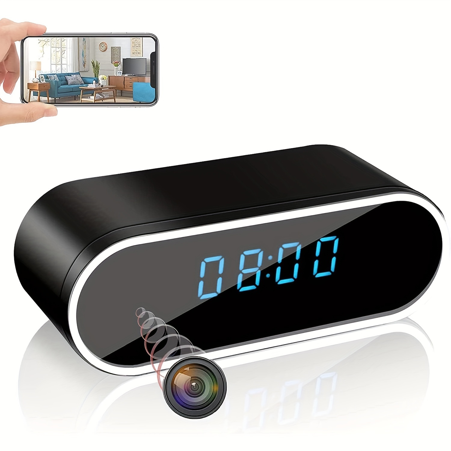 Cámara Espía Inteligente WIFI Reloj despertador 1080P HD Visión