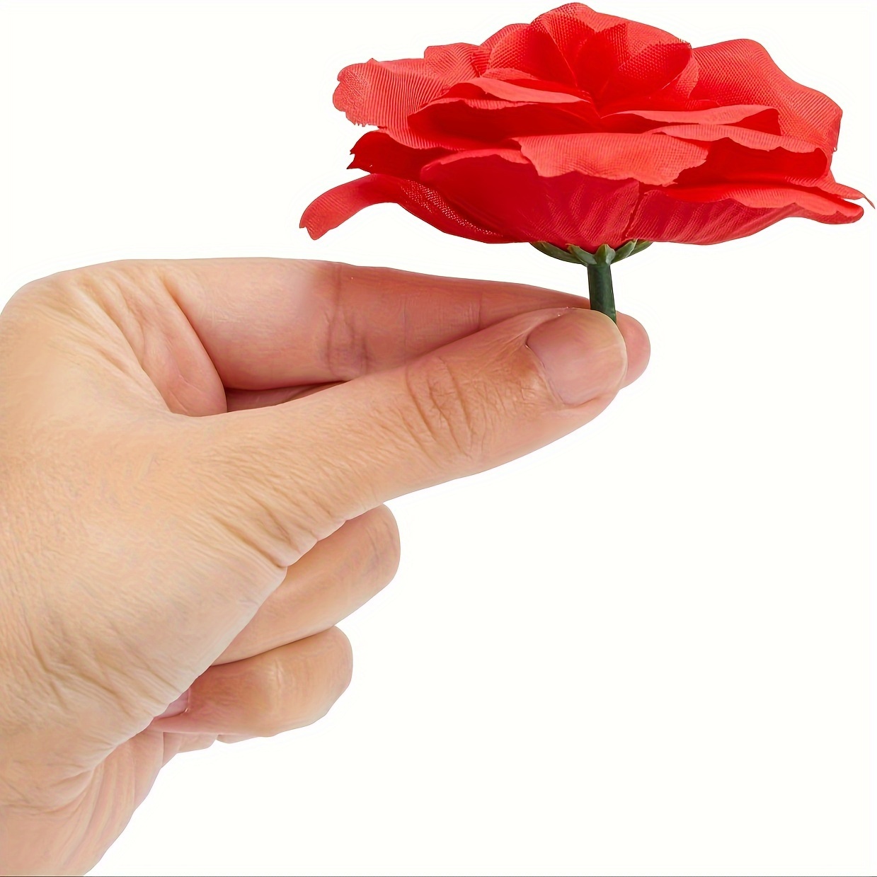 50 Pacco Rose Rosse Fiori Artificiali Teste In Massa, Rose Finte