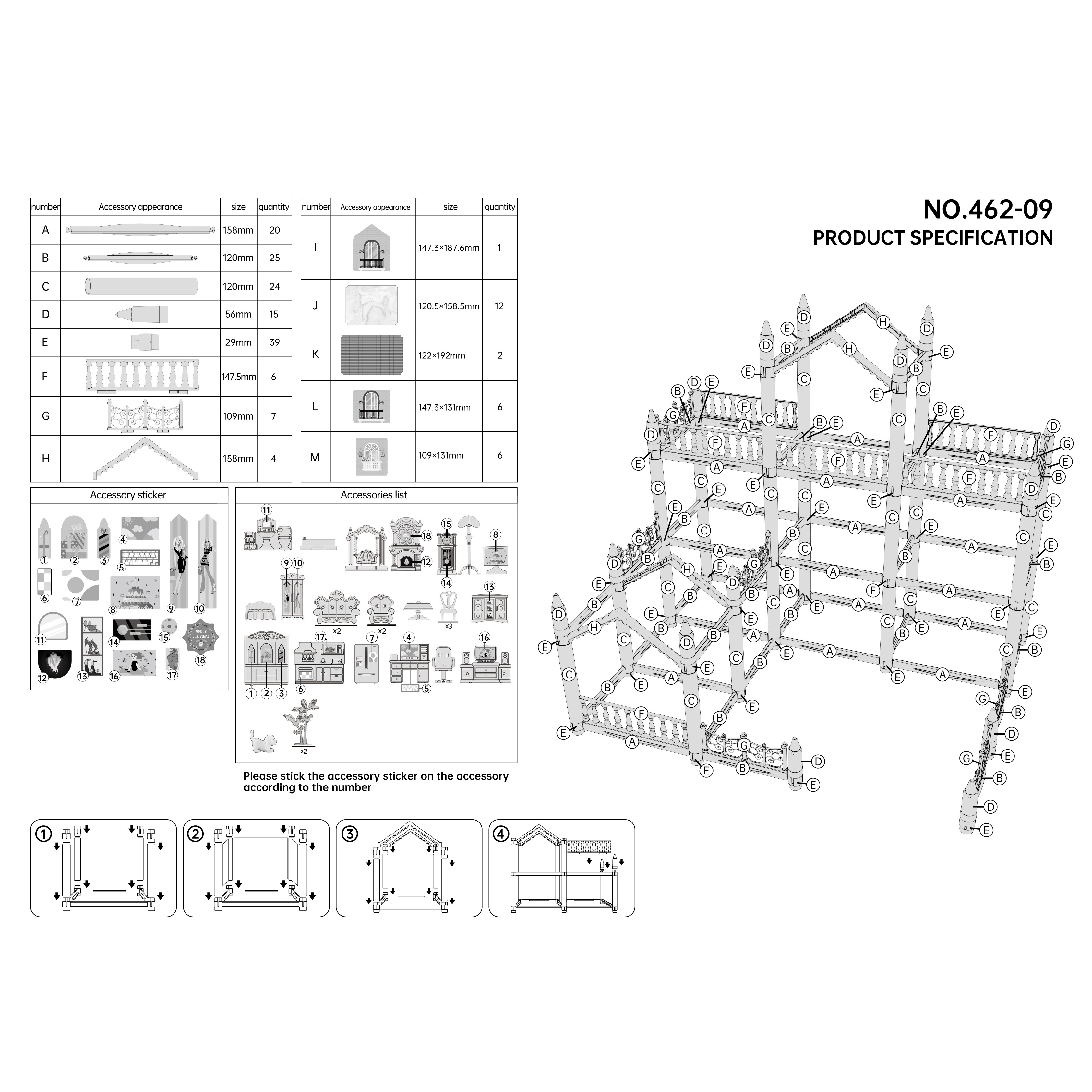 Children's Doll House, 3 Floors, 9 Rooms, , Diy Pretend Games To Build  Assembled Toy Sets, Toy House Accessories And Furniture, Birthday Gifts,  Halloween/thanksgiving Day/christmas Gift - Temu