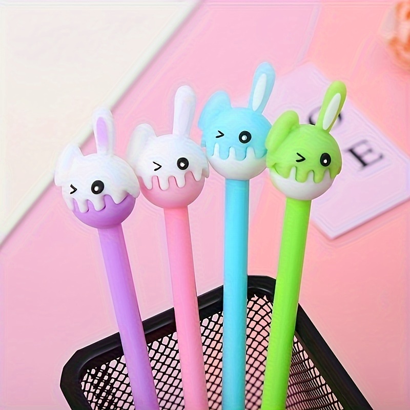 6 New Brown Bear Cream Rabbit Press Pen Bullet Black Carbon Pen Press  Neutral Pen 19.69inch Economic Pack Jumping Pen