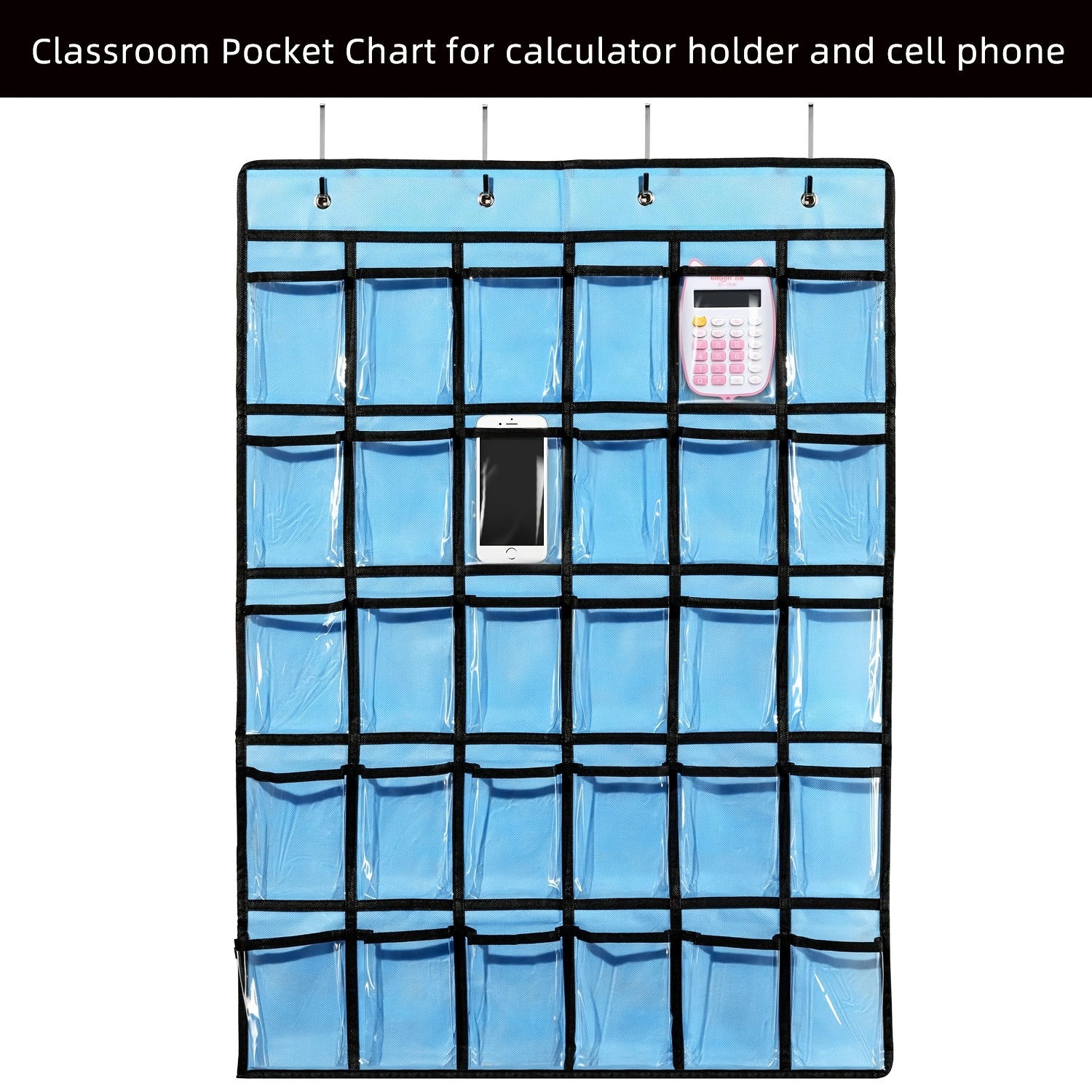Pocket Chart Organizer with 30 Clear Pockets Over Door Hanging
