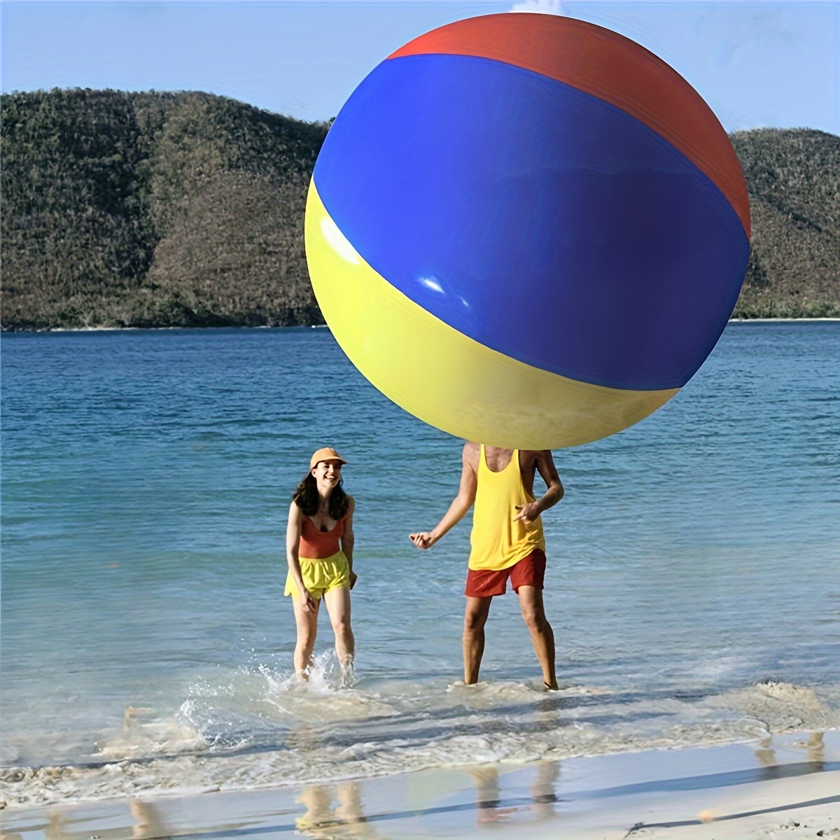 Pallone da spiaggia gigante 150 cm bianco e rosso