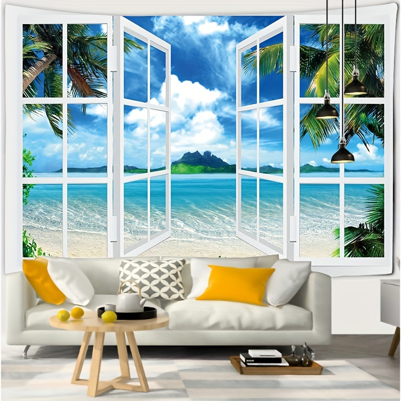 1pc Cute Fashion Landscape Scenic Windows Tree Lake Tapestry For Living  Room Bedroom Home House Decor Aesthetic Decor Wall Hanging Wall Art Home  Decor