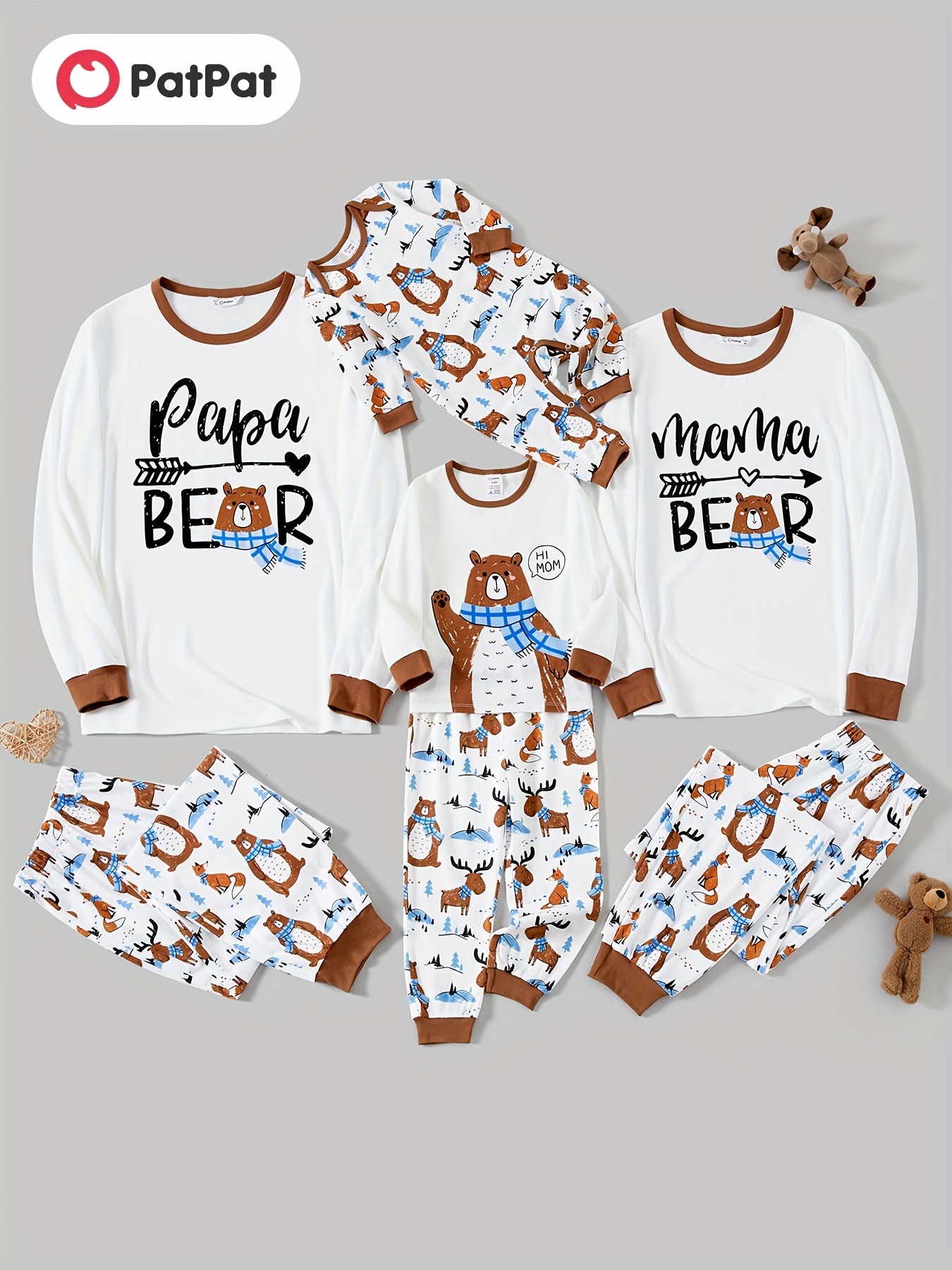  Family Pajamas Matching Sets Plain Christmas pjs for Women Kids  Nightwear Xmas Loungewear Couples Sleepwear Women Brown : Sports & Outdoors