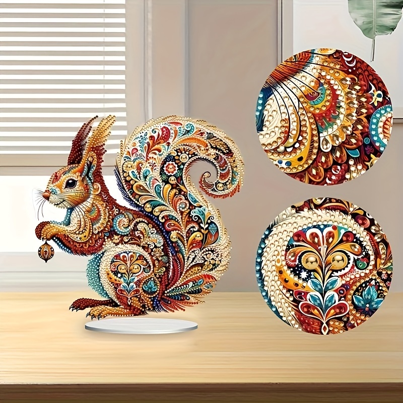 

1pc Gorgeous Squirrel Animal Pattern Diamond Painting Kit, Table Ornament Handmade Gift, Desktop Bedroom Study Decoration