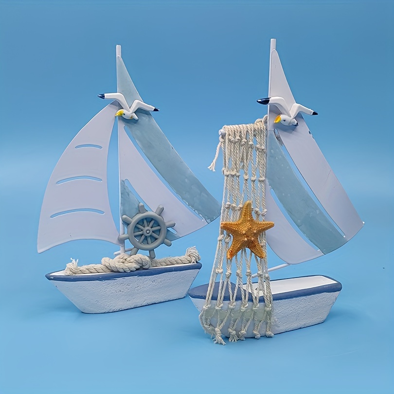 Nautical Wooden Sailing Boat Home Decor Mini Model Beach - Temu Canada