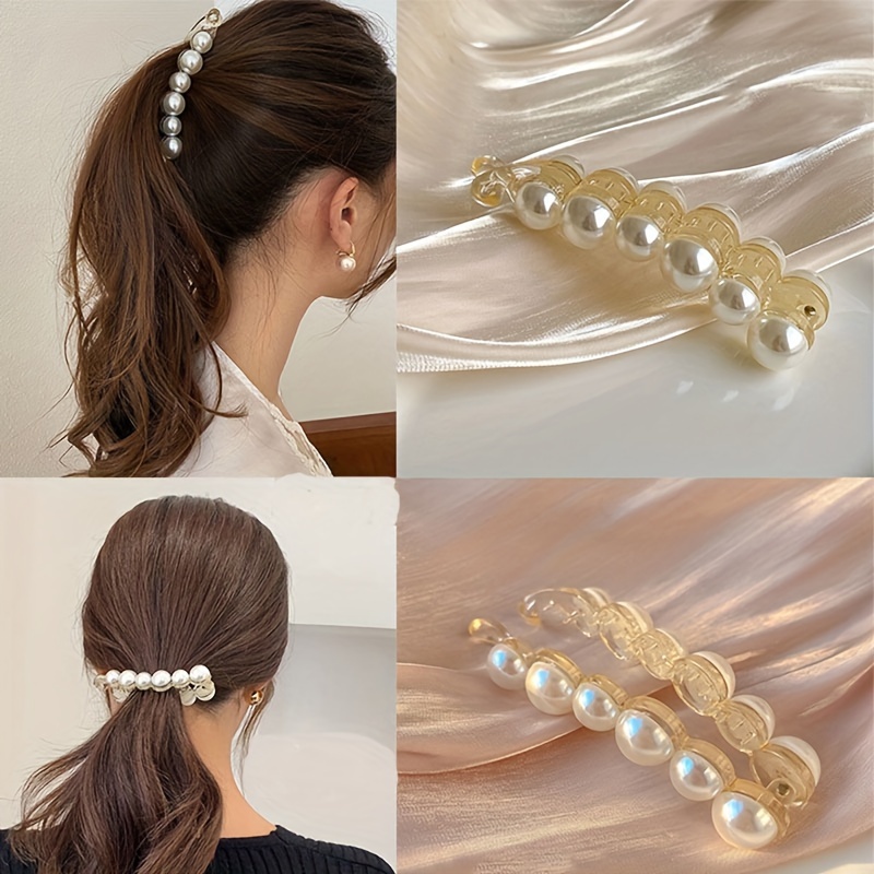 1pc Ladies' Simple Design Large Pearl Hair Clip