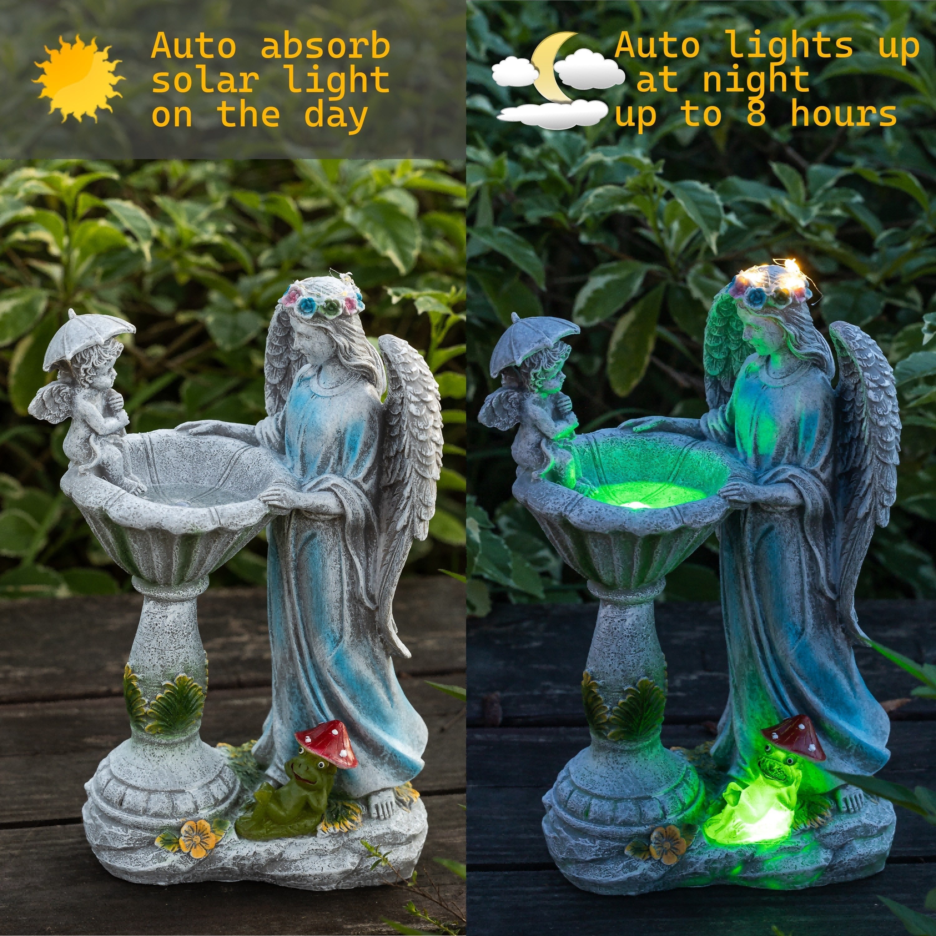 1pc Angel Garden Statue Outdoor Waterproof Statues With Solar Led Color ...