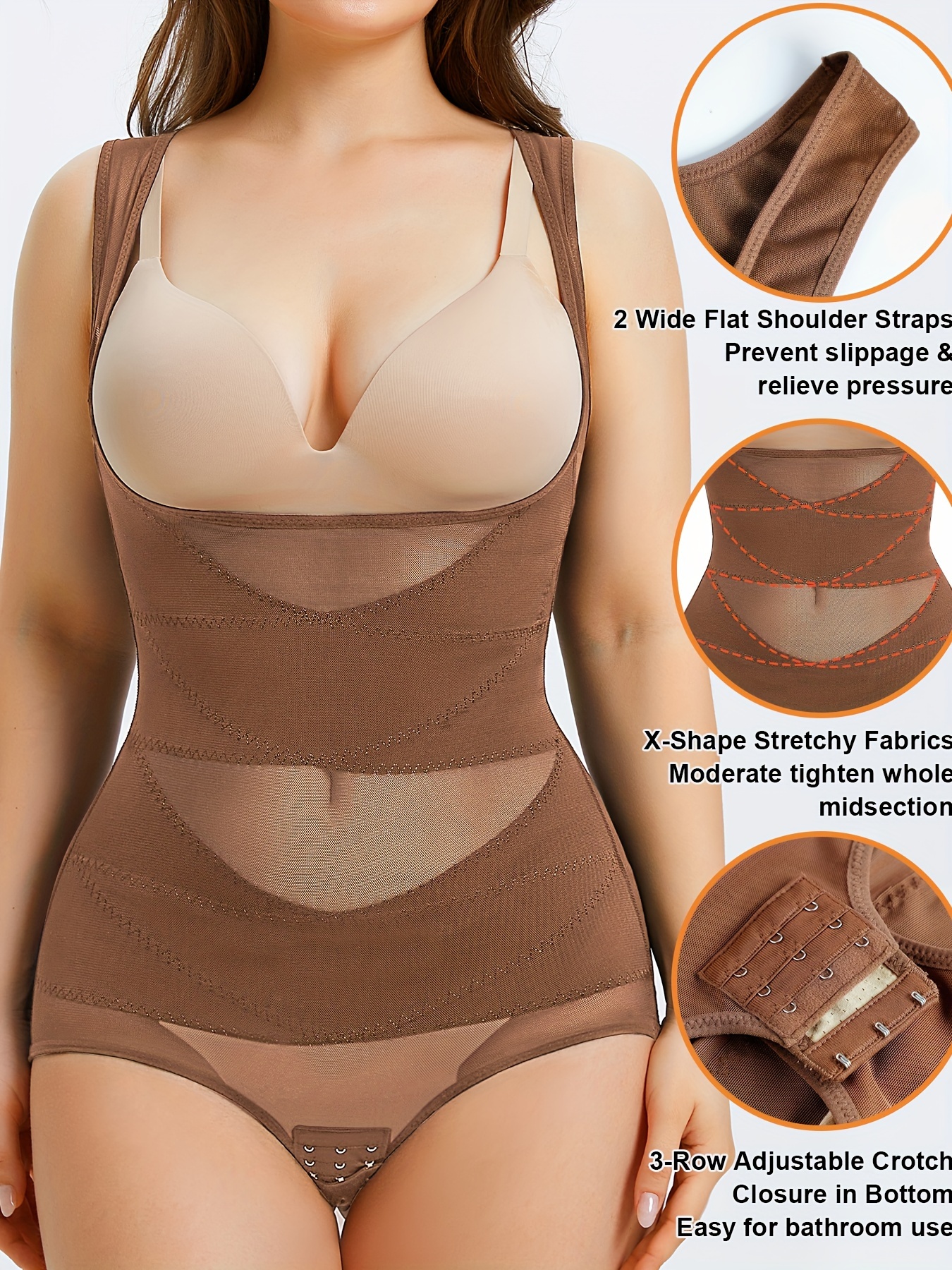 Bodysuit open bust Cocoa - Tummy control shapewear