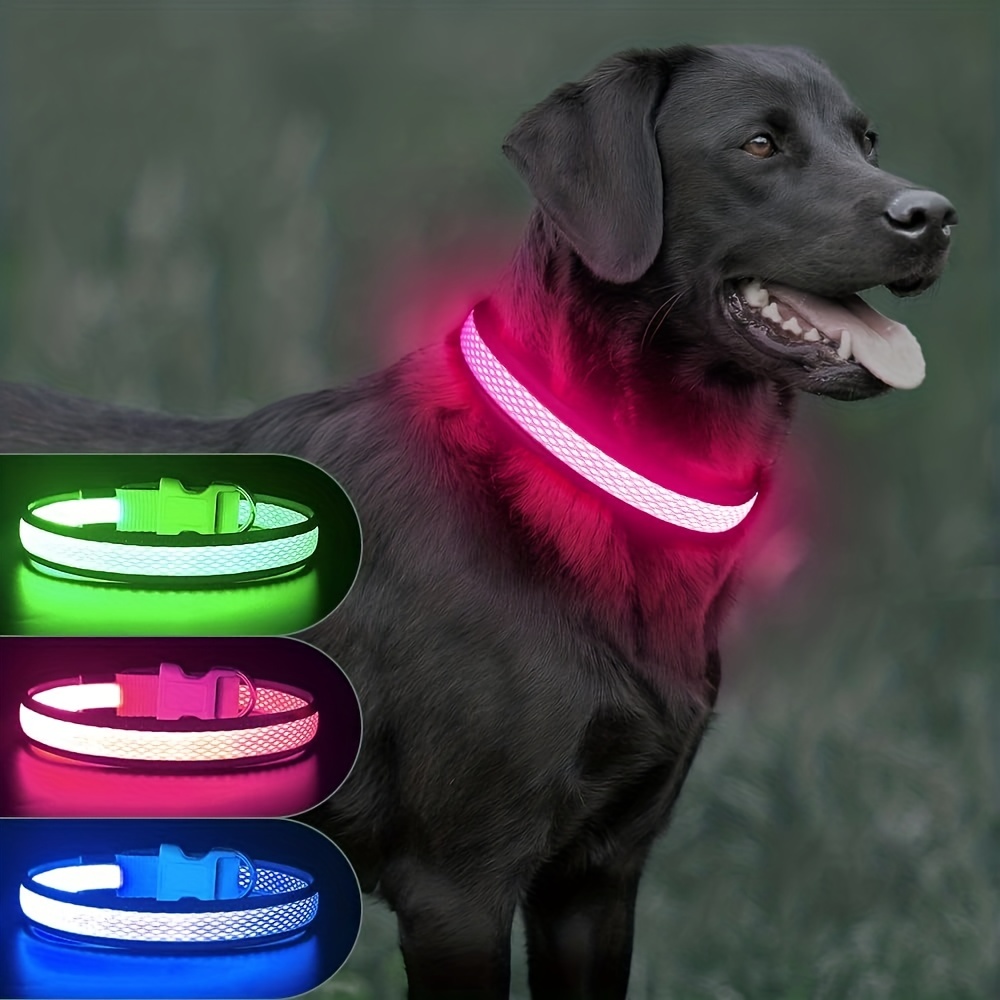 nueva llegada ajustable led collar de perro usb recargable noche seguridad  collar led luz intermitente mascota noche luz perros collar