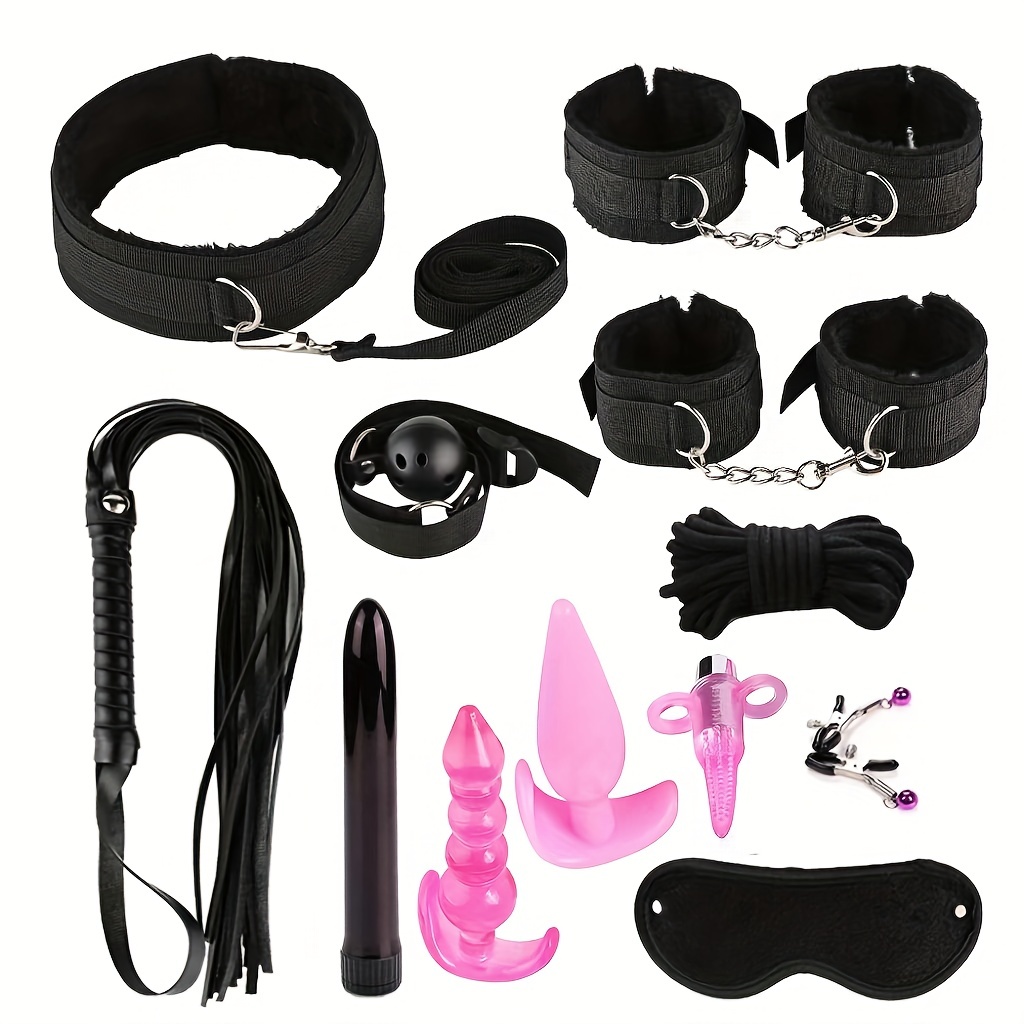 BDSM kit Restraint Set for Sex - 10Pcs Bondaged Kit with Soft Cotton Rope  for Adult Bondage Sets Restraint Kits for Women and Couples Fetish Bedding