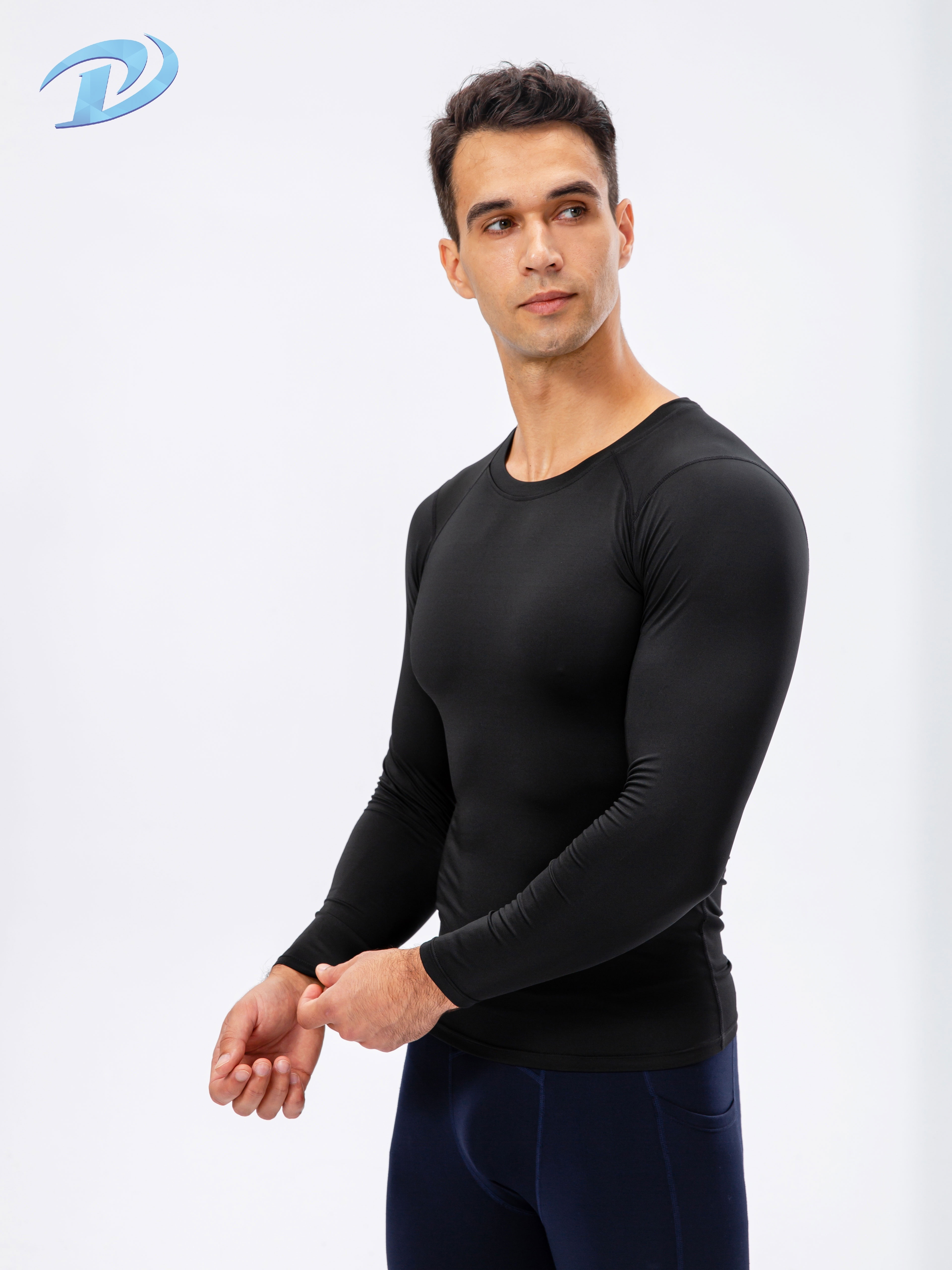 Mens 2 Pack Mock Turtleneck Compression Shirt Long Sleeve Sports