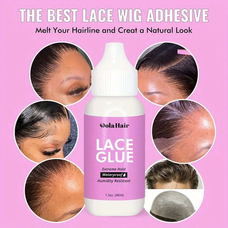 1Pcs Lace Glue+2 Wig Bands Set, Lace Glue for Wigs, Wig Glue for Front Lace Wig Waterproof Super Hold Hair Glue for Weave, Invisible Hair Bonding