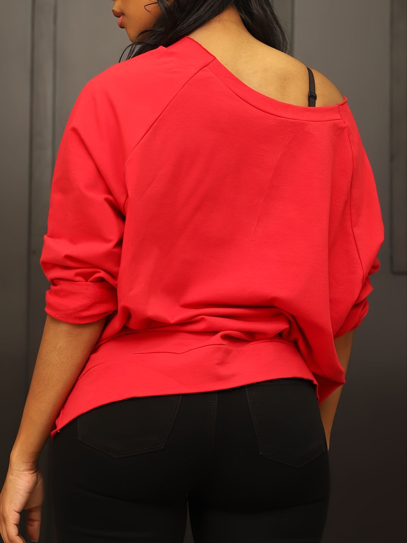 Shoulder Temu T Women\'s Size Long Plus - Ripped One Sleeve shirt