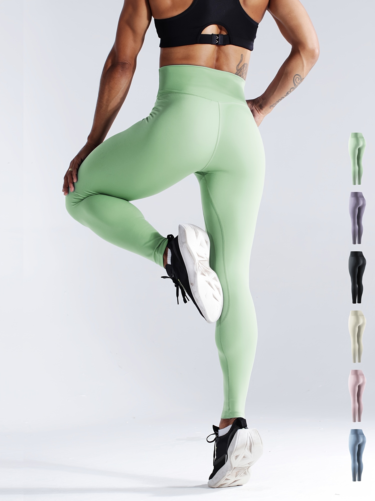 Stretch Garments Light Green Adults Athletic Fit Leggings With Pockets  [FINAL SALE] wonderful gift - Svaha Apparel Sales Store