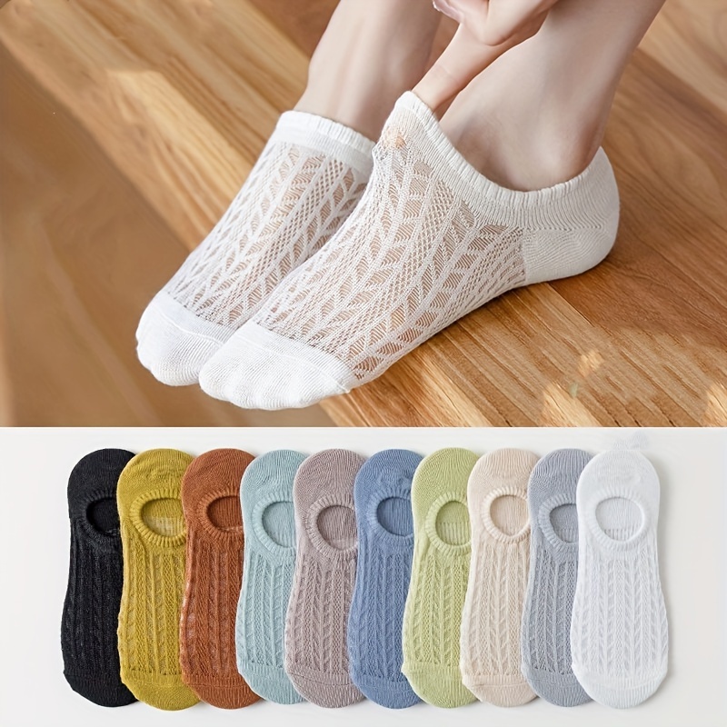 

10 Pairs Simple Solid Socks, Soft & Lightweight Low Cut Ankle Socks, Women's Stockings & Hosiery