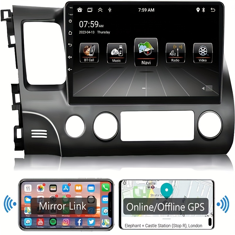 For Honda Civic Hatchback 2006-2011 Android 12 Car Radio Multimedia Video  Navigation 2 Din Stereo DVD Head Unit Speaker Carplay