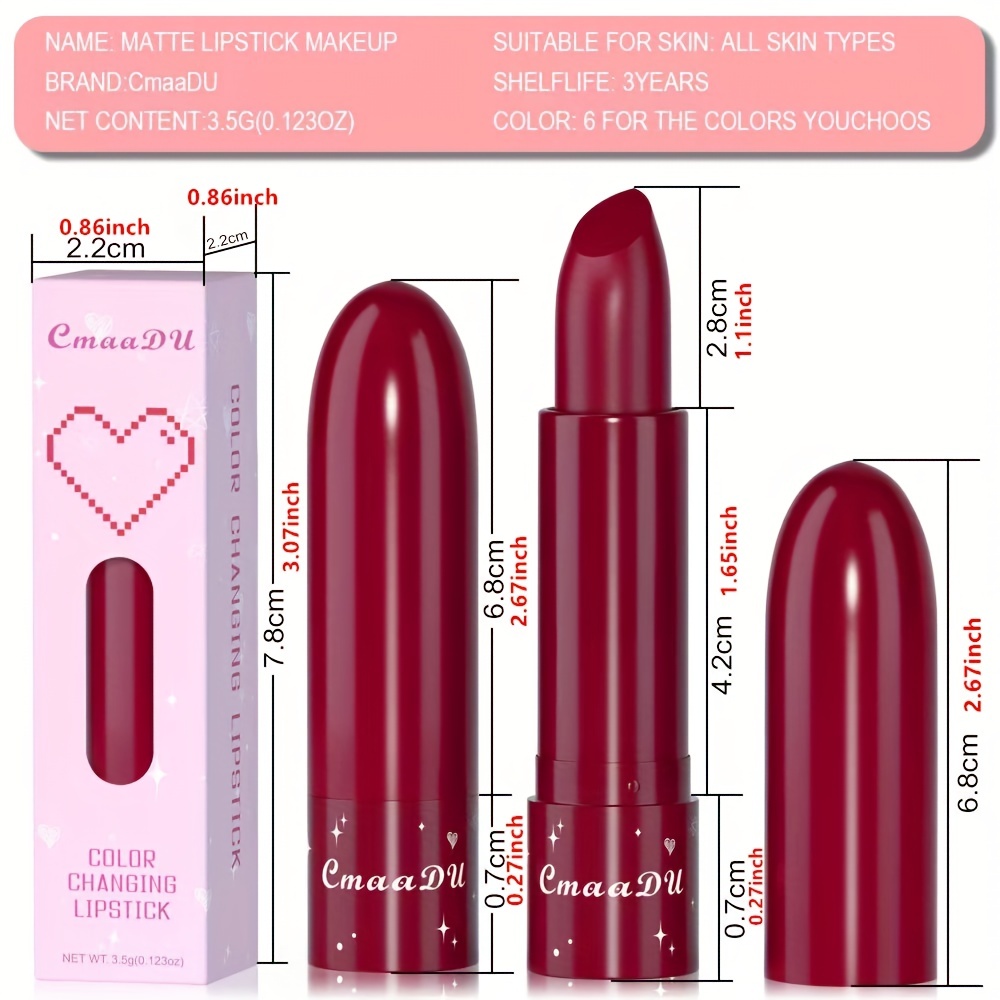 6-Color Long-Lasting Fruit-Flavored Lipstick with Moisturizing Benefits