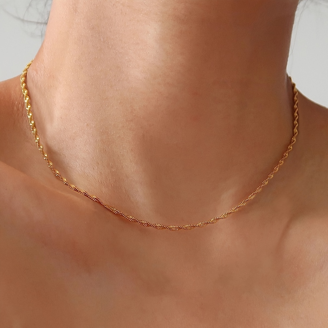 Water Wave Chain Necklace Plated 18k Gold Plated Chain - Temu