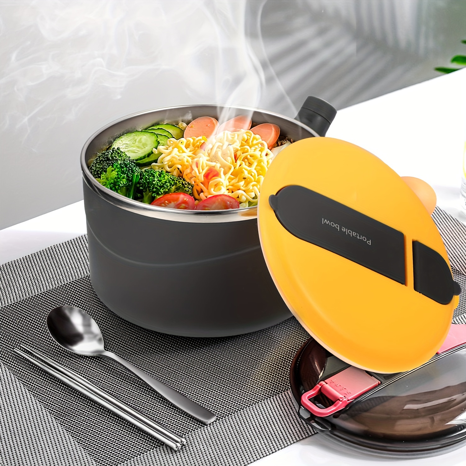 Pmmj Stainless Steel Insulation Lunch Box Double-layer Student Adult  Working Lunch Box Compartment With Lid Soup Bowl Bento Box Portable Lunch  Box Japanese Bento Lunch Box Keep Warm With Tableware Microwaveable Heating