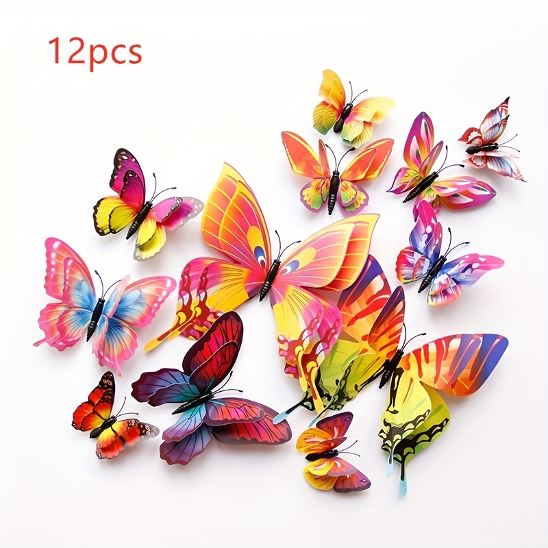72 Pcs Papillon Autocollant Mural, Papillons Décoratifs, 3D avec