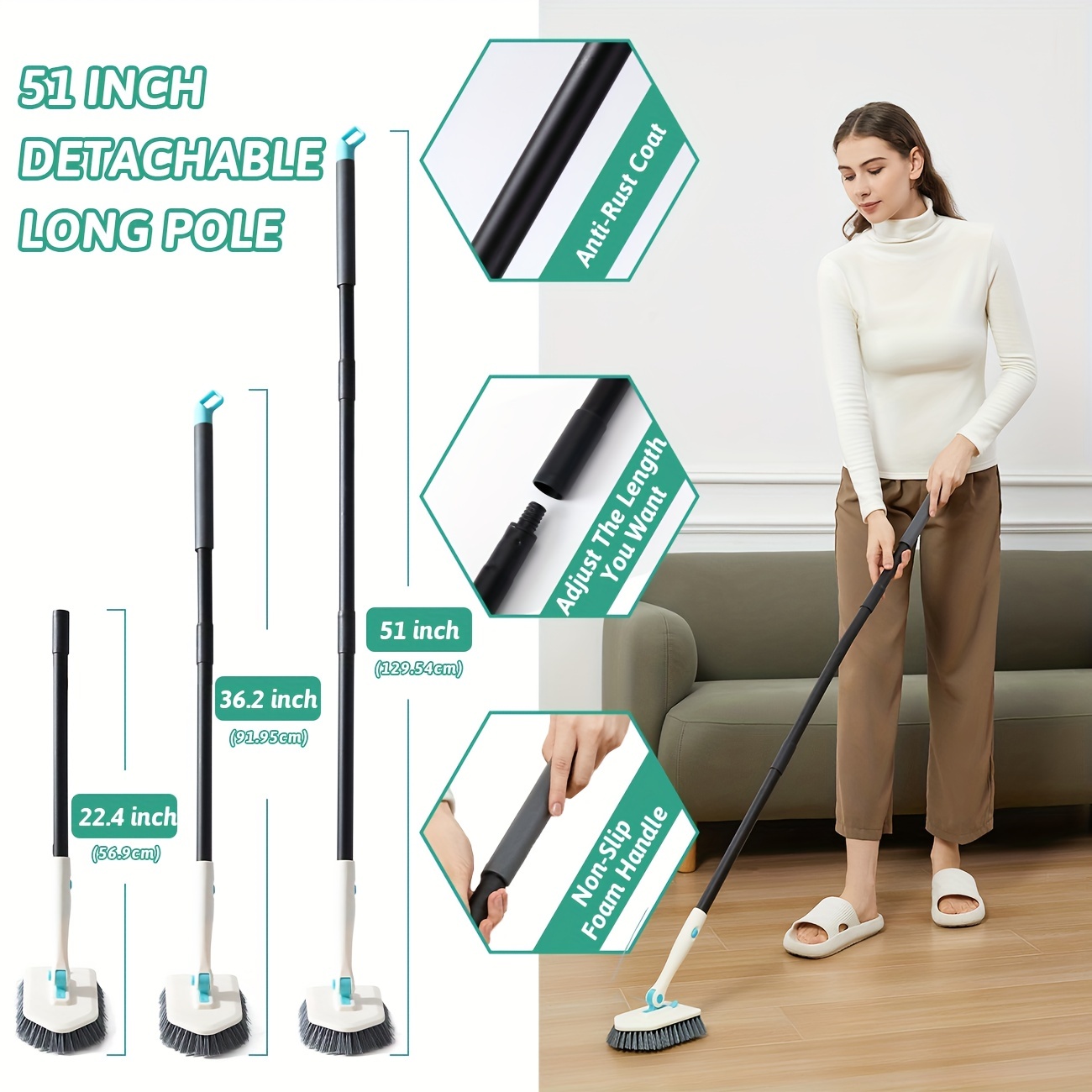 Cleaning Brush With Long Handle Adjustable Cleaning Brush Crevice Cleaning  Brush With Squeegee For Bathroom Toilet, For Hotel/commercial - Temu