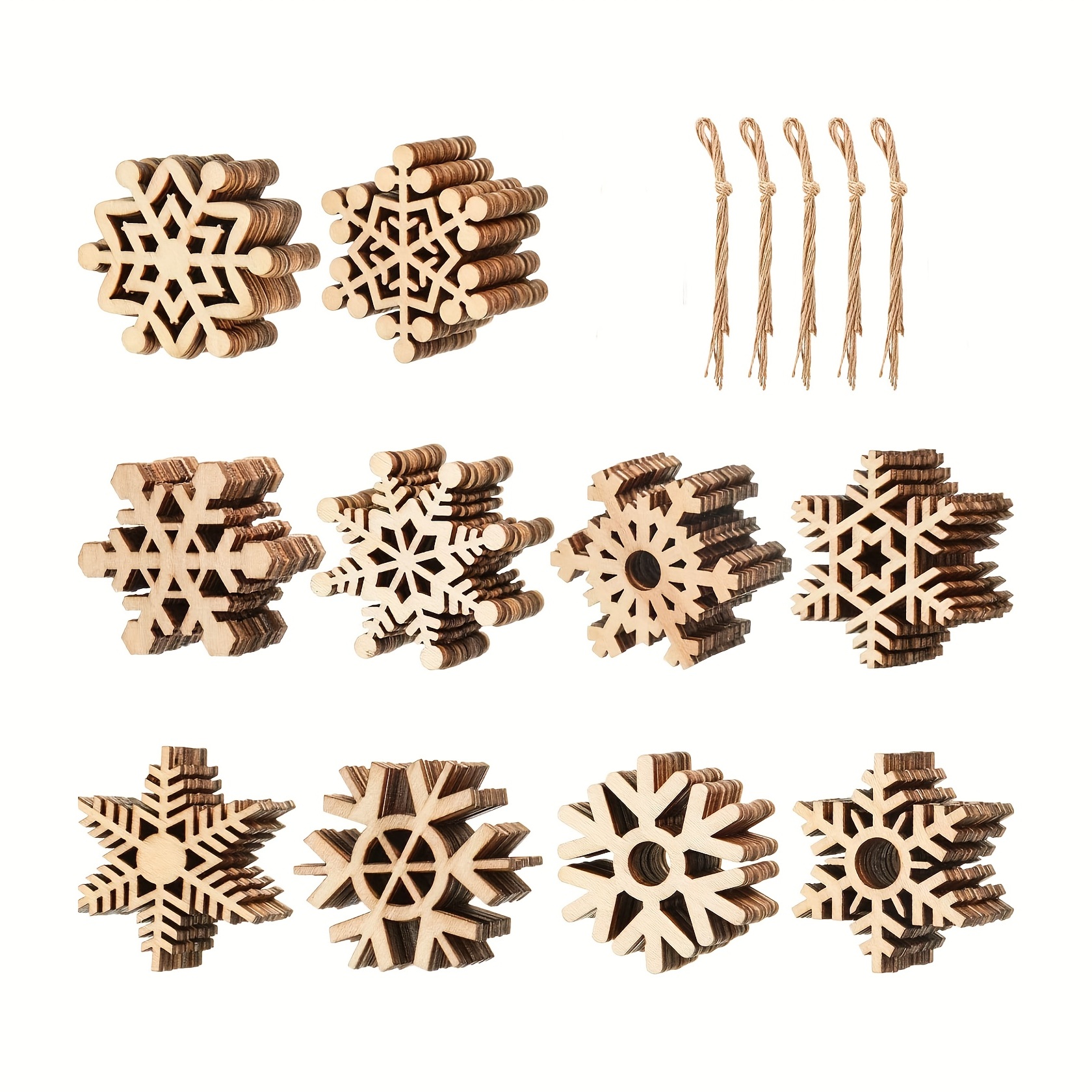 Paintable Wood Snowflake Cutouts Wooden Charms - Temu