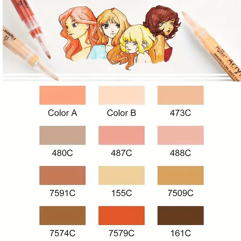 Flysea Skin Tones Art Markers, Acrylic Paint Pens Skin Colors Paint Markers  For Rocks Canvas Tiles Glass Ceramic Wood Sketch Portrait Manga Drawing  Illustration Sketching, Extra Fine Tip - Temu Czech Republic