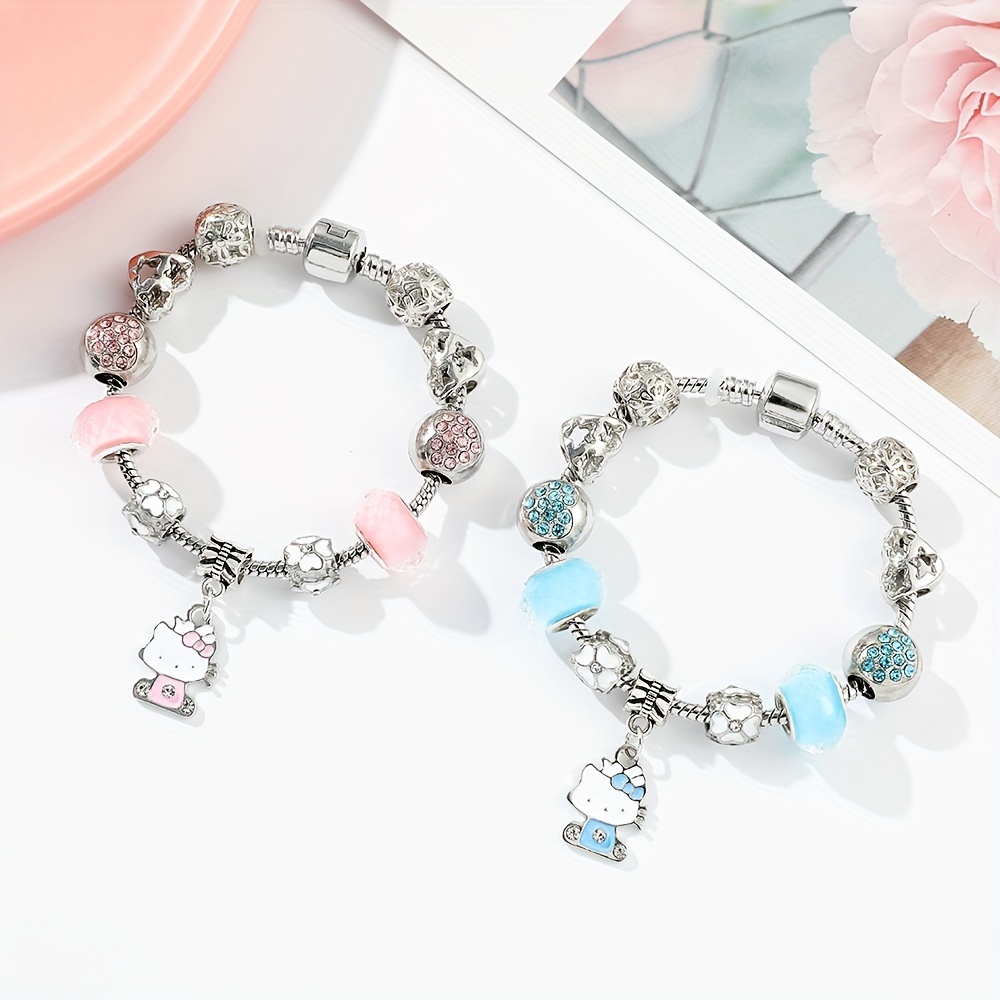 Kawaii DIY Bangle Hello Kitty Charms Bracelet Beads Fashion Y2K Jewelry for Party Gifts,Temu