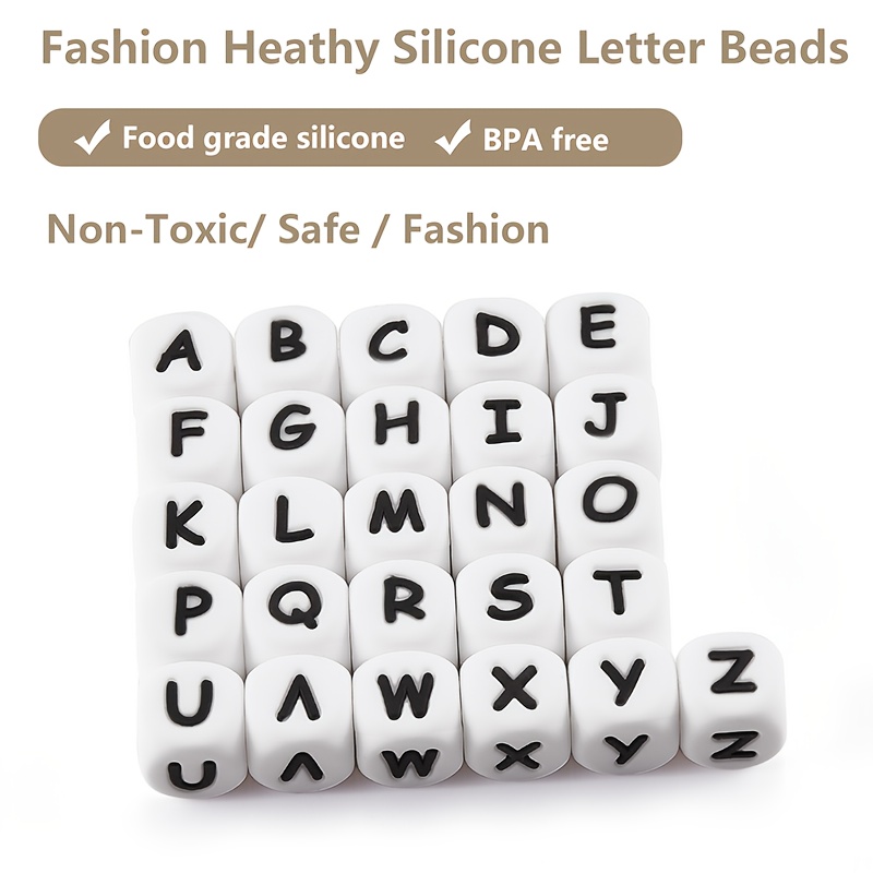 BPA Free Silicone Alphabet Letter Alphabet Beads For Bracelets For