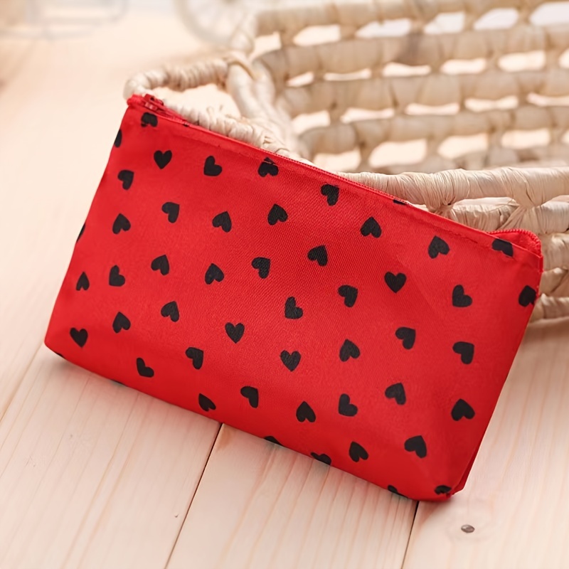 Colorful Quilted Cosmetic Bag, Portable Toiletry Wash Pouch, Zipper Clutch Makeup  Bag With Heart Pattern - Temu