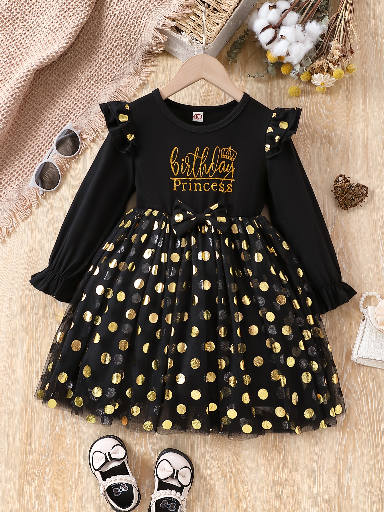 girls cute stylish long sleeve birthday princess print mesh - Temu Belgium