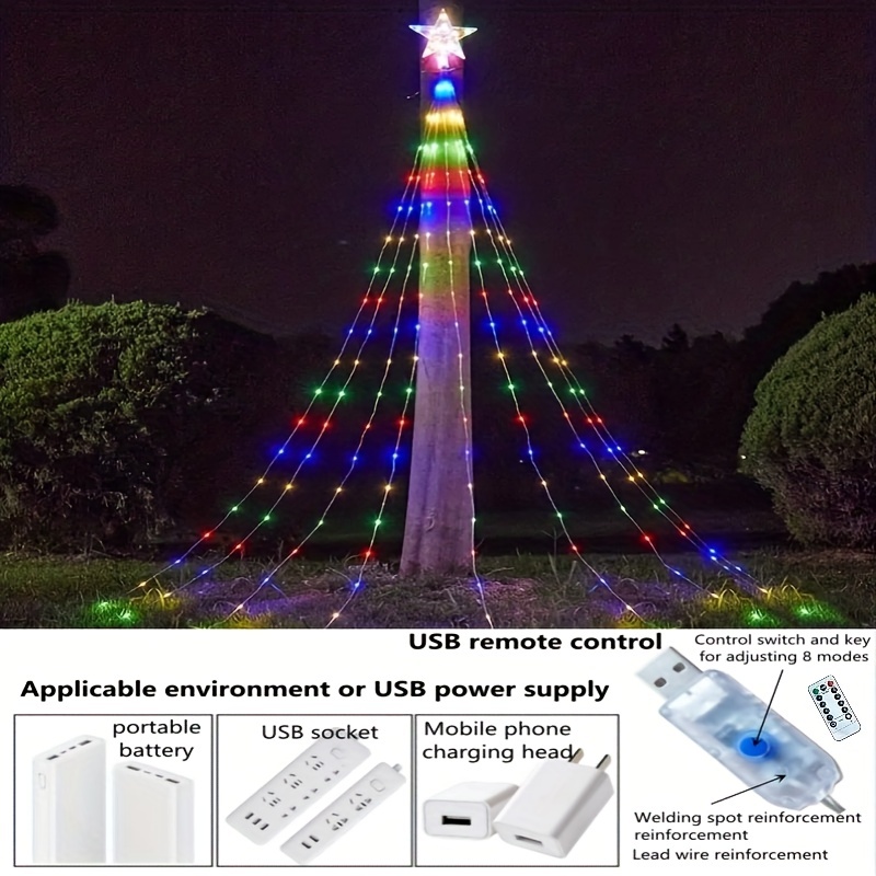 Usb Eight Function String Light, 100/130/160 Led Light, With Remote Control  And Timing Function, Without Battery, For Christmas Indoor And Outdoor  Decoration - Temu