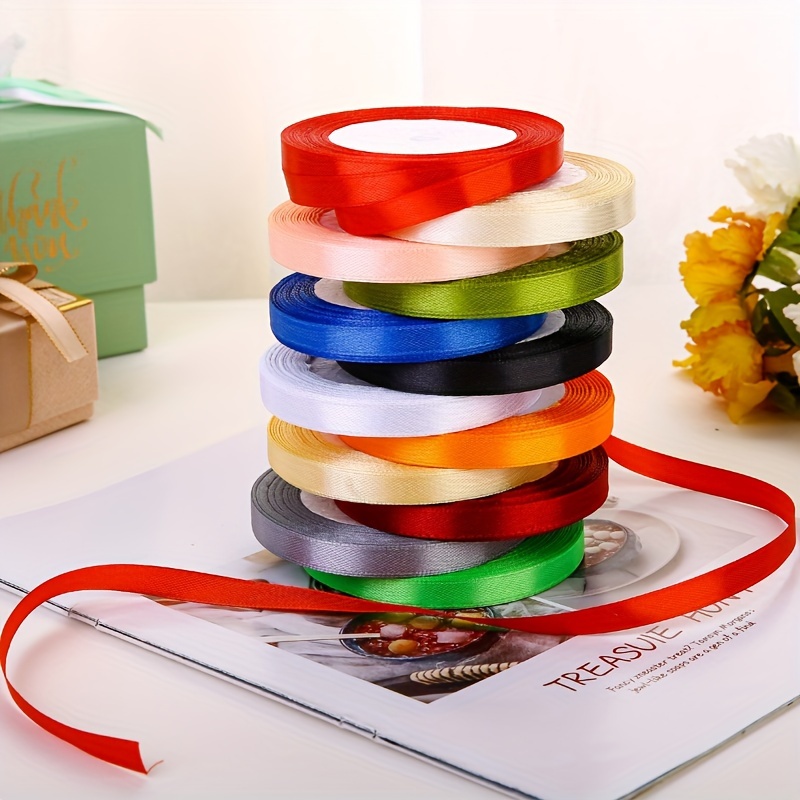 5pcs Random Colorful Ribbon For Gift Wrap Webbing, Cake Baking, Party Nice  Balloon Decorating, 1cm/0.39in, Length About 2200cm/866in