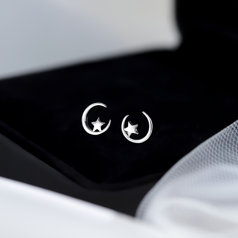 Star Moon Silvery Earrings